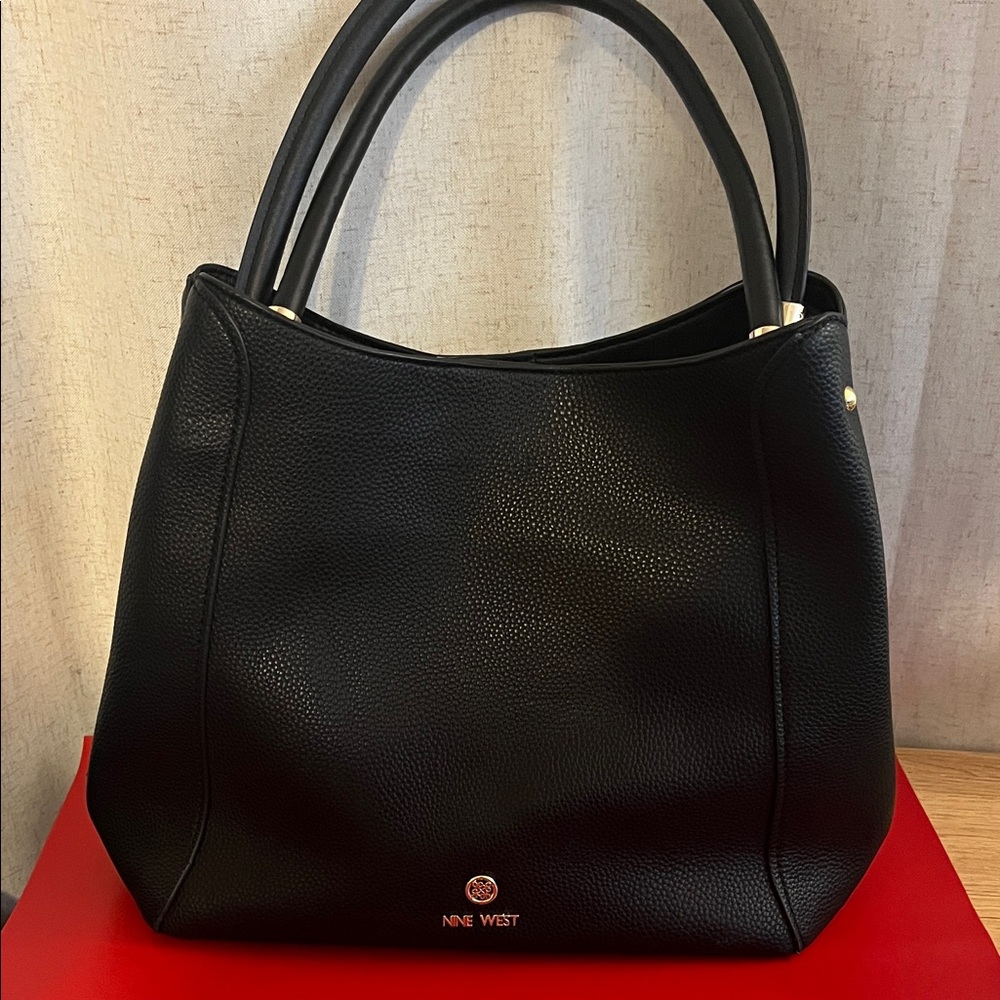 Nine West Black Tote Bag  Etta Jet Set Carryall Shoulder Bag
